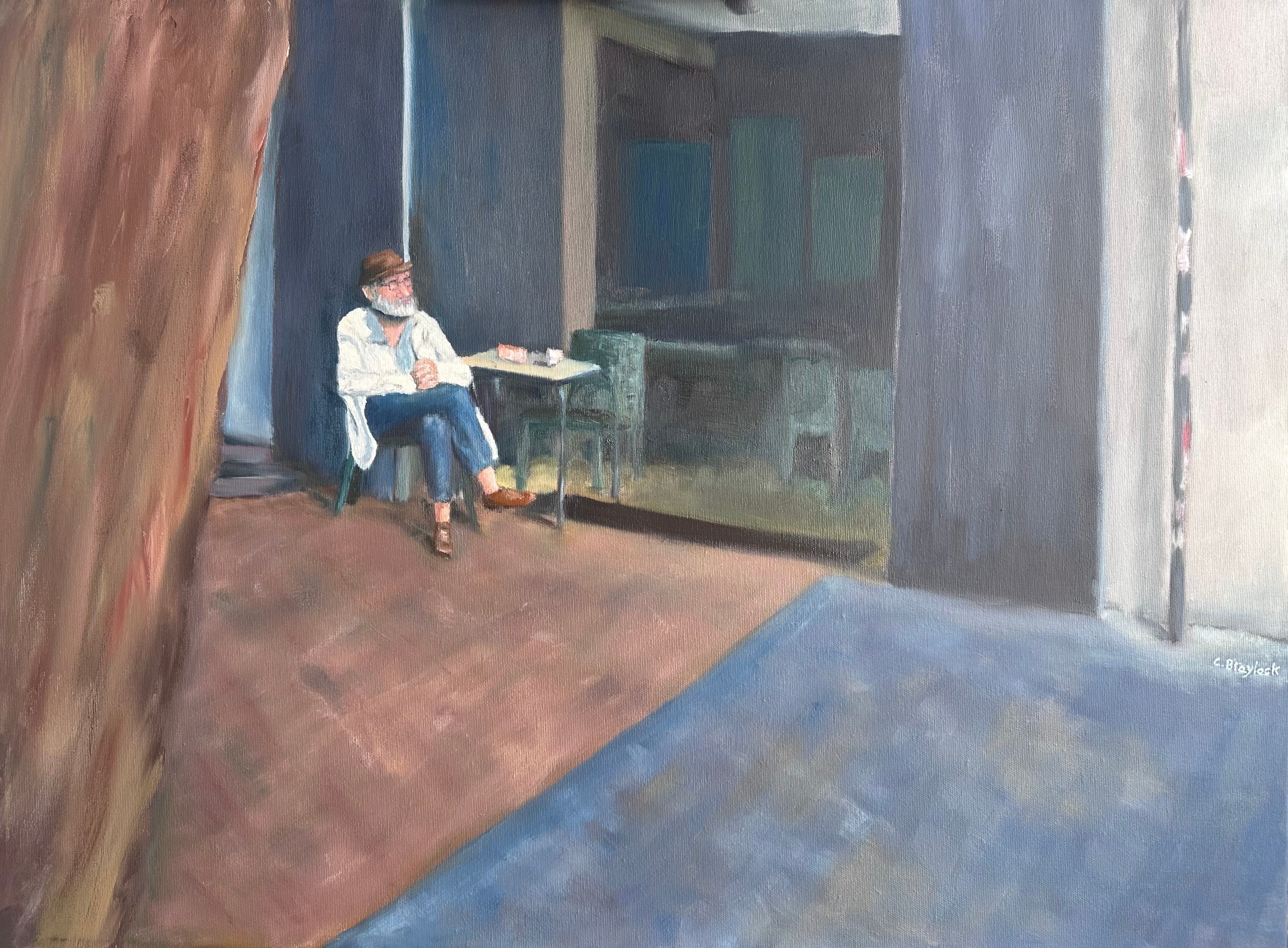 Café Contemplation - original oil painting by Chris Blaylock