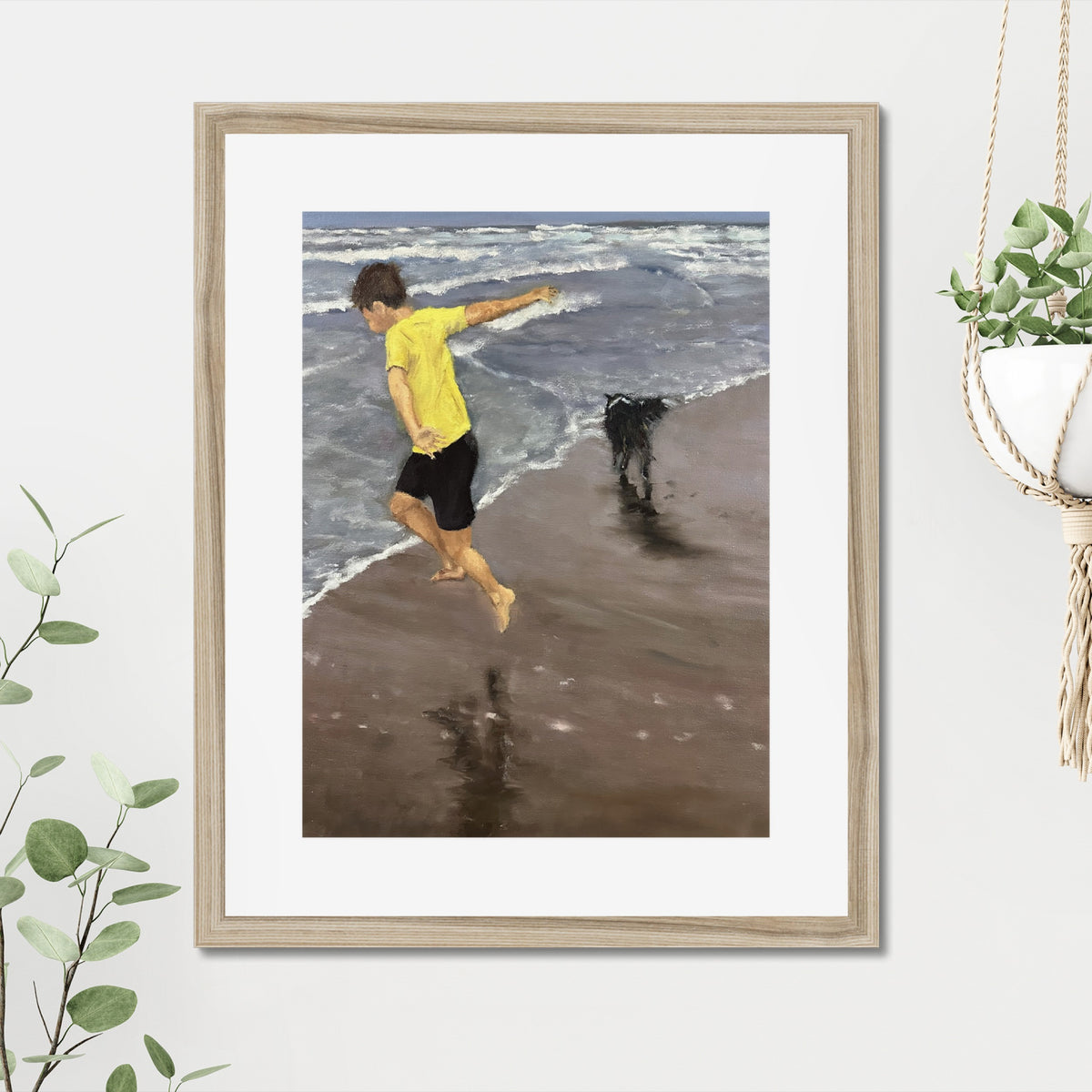 Funston art print, 16x20, in a natural frame with white mat, hanging on a wall