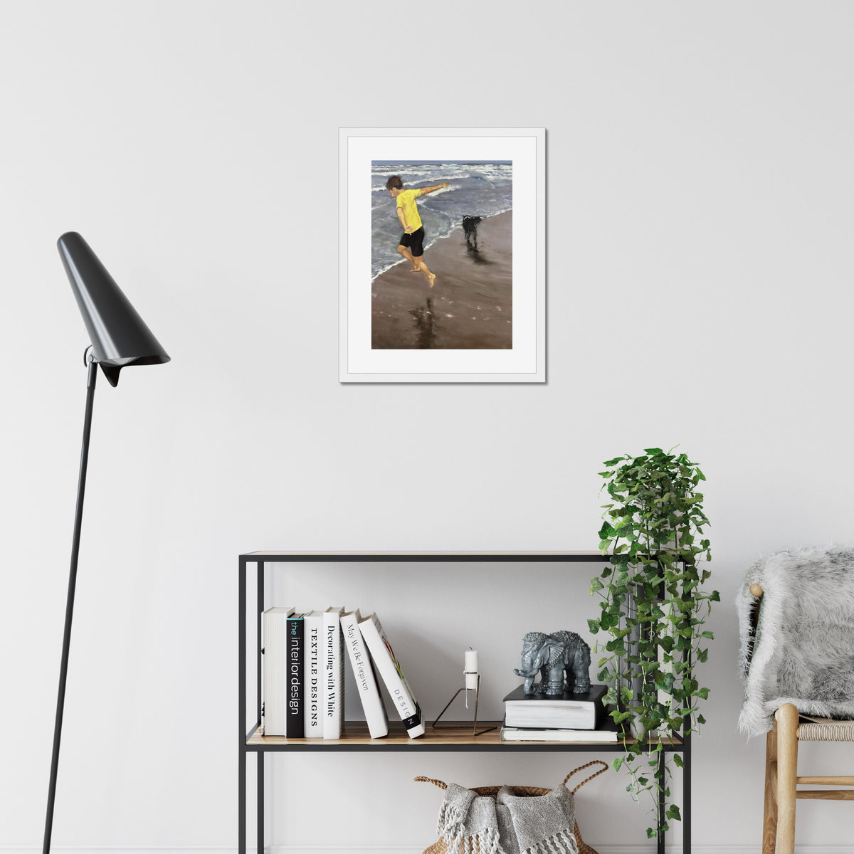 Funston art print, 16x20, in a white frame with white mat, hanging on a wall