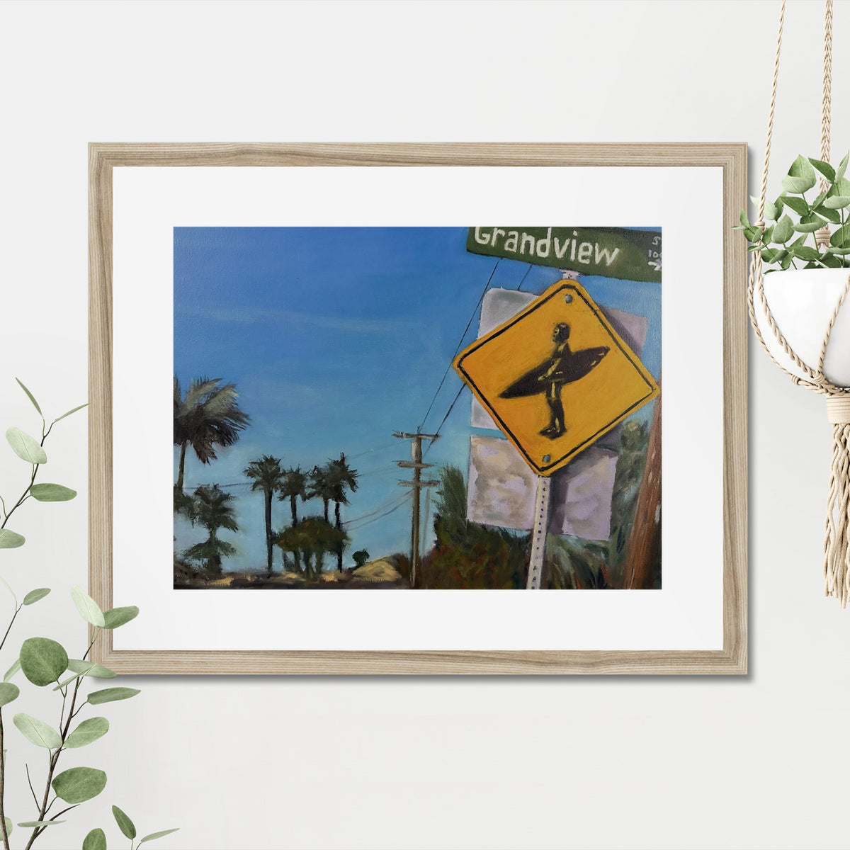 Grandview art print, 16x20, in a natural frame with white mat, hanging on a wall