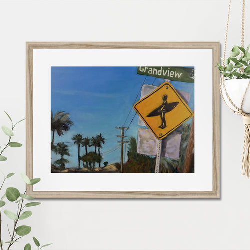 Grandview art print, 16x20, in a natural frame with white mat, hanging on a wall
