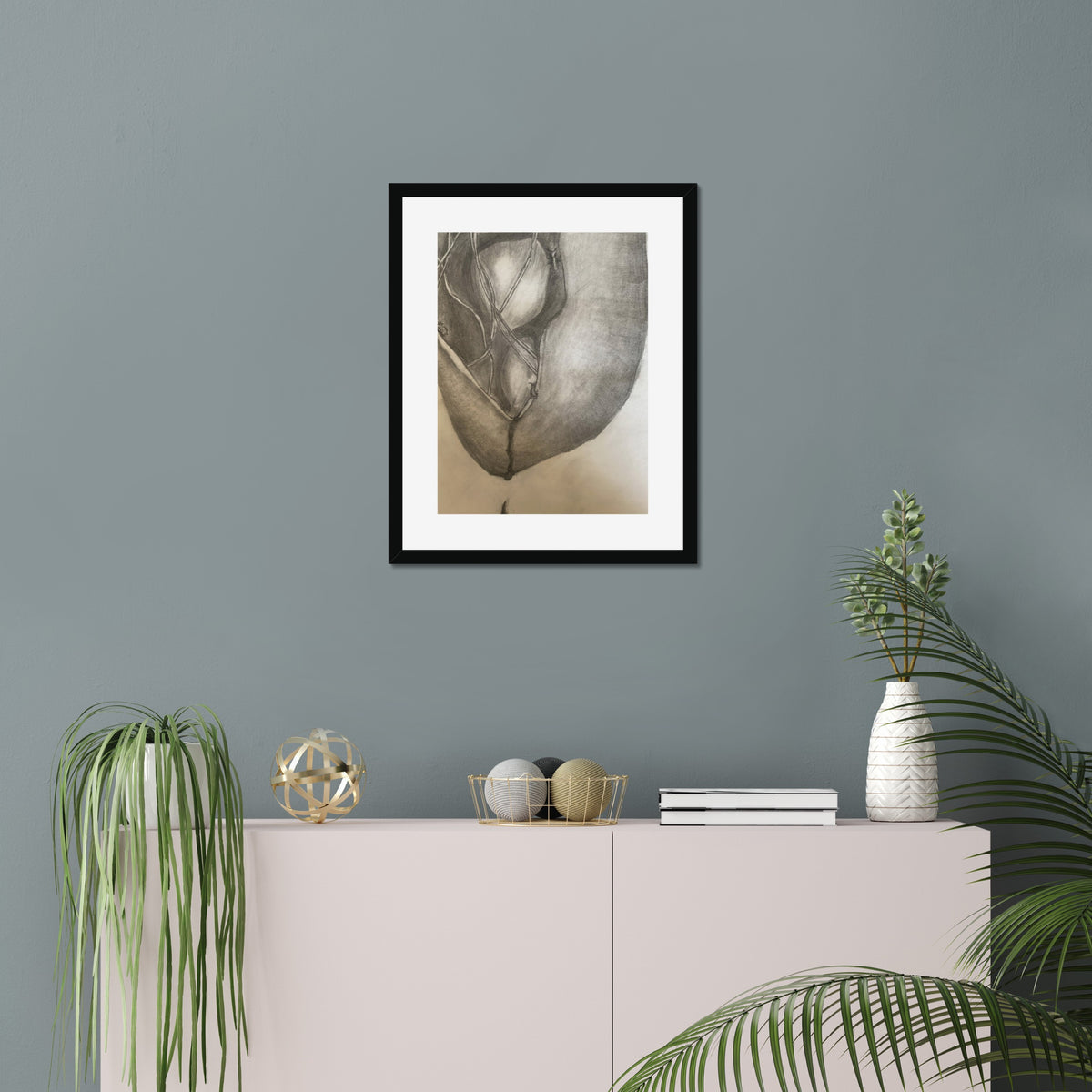 Nightmare (Sketch) art print, 16x20, in a black frame with white mat, hanging on a wall