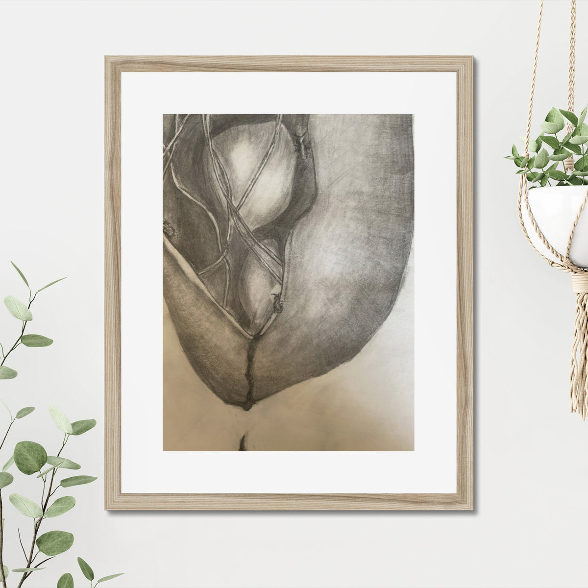 Nightmare (Sketch) art print, 16x20, in a natural frame with white mat, hanging on a wall