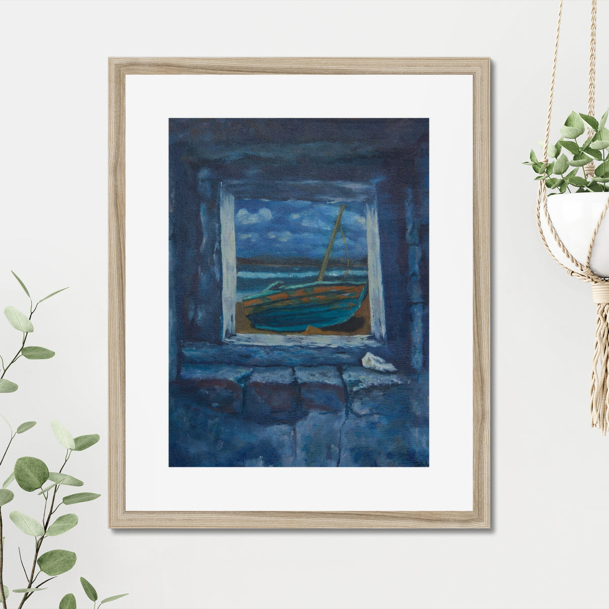Window to Peace art print, 16x20, in a natural frame with white mat, hanging on a wall